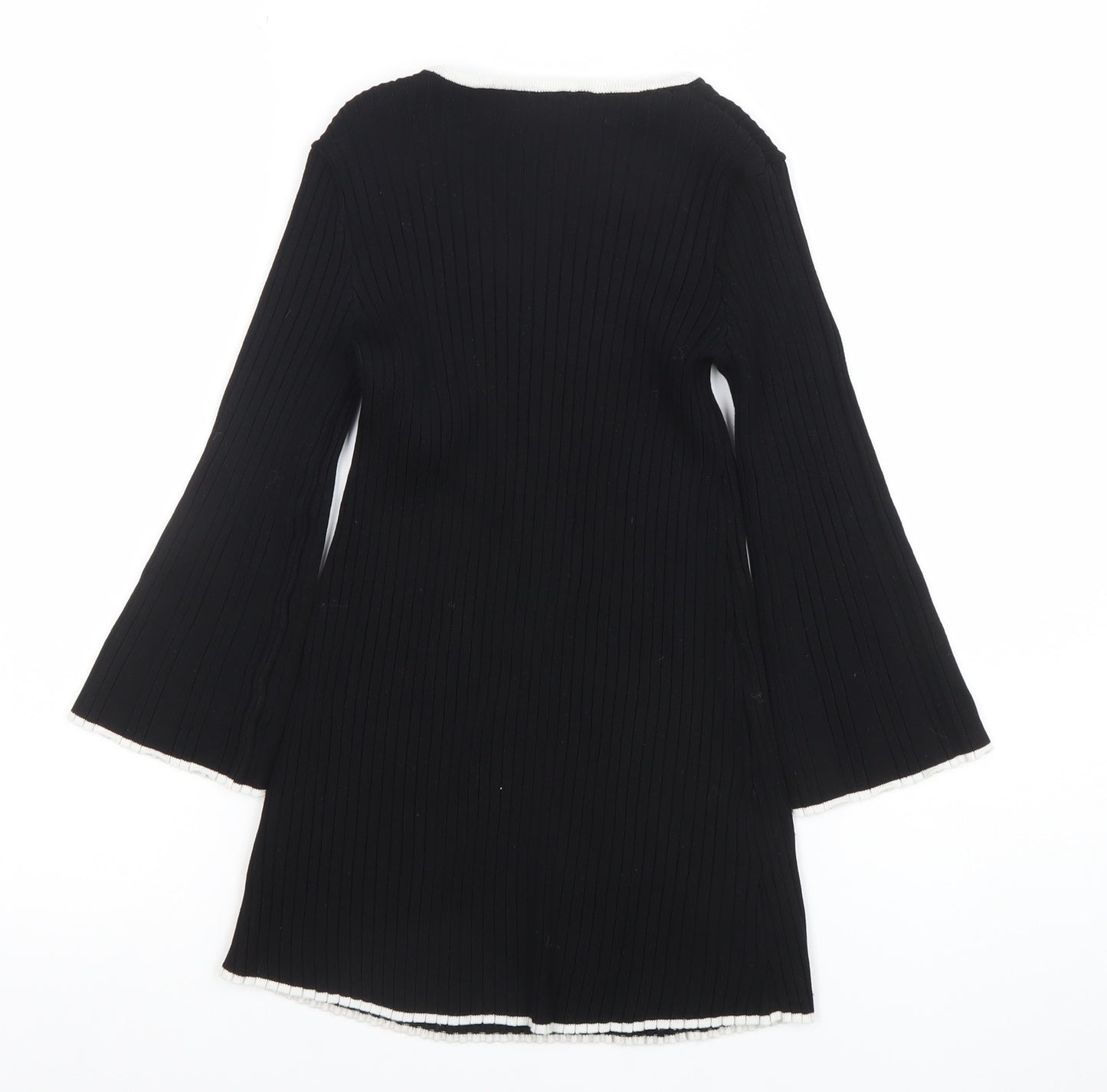 H&M Women’s Black Ribbed Knit Long Sleeve Top Size 6