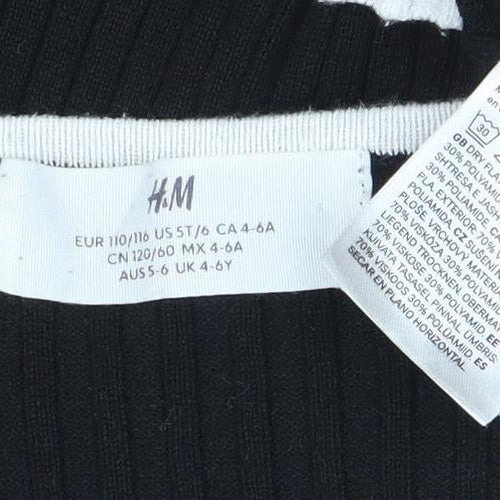 H&M Women’s Black Ribbed Knit Long Sleeve Top Size 6