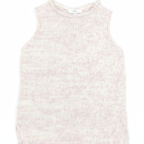 Marks and Spencer Women’s Pink Knit Sleeveless High Neck Vest Jumper Size S