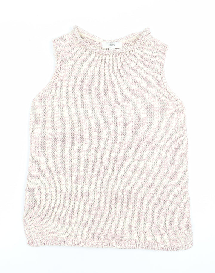 Marks and Spencer Women’s Pink Knit Sleeveless High Neck Vest Jumper Size S
