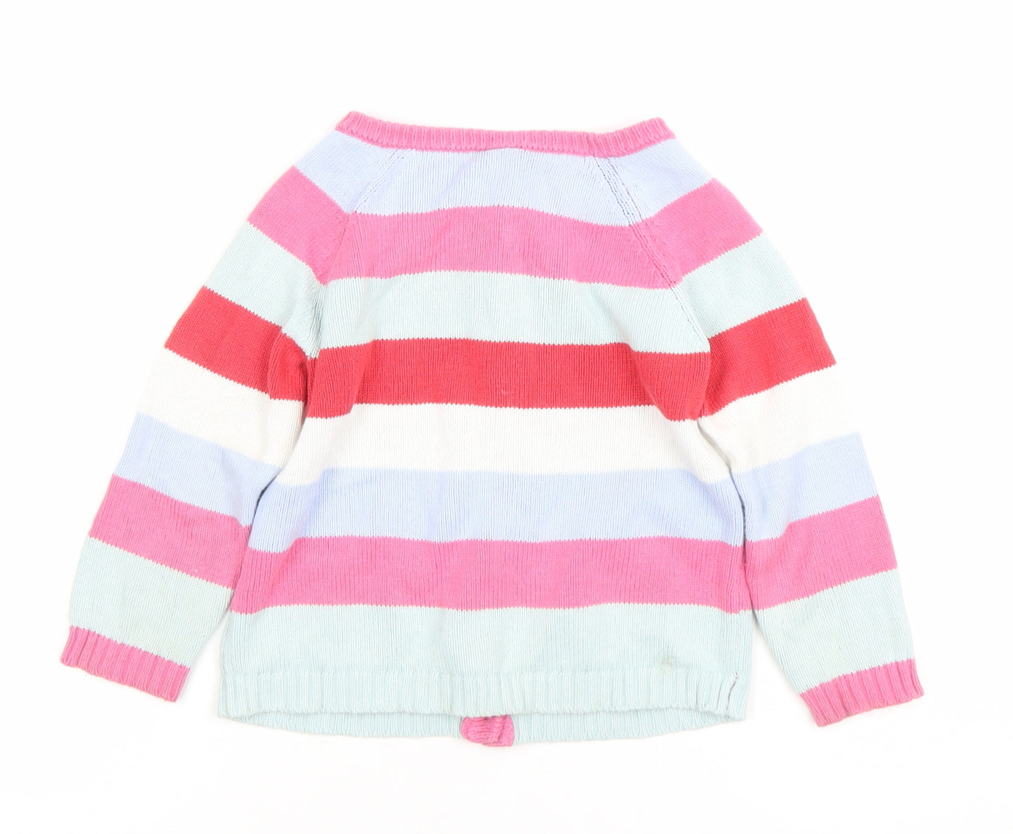 Tu Girls Multicoloured Striped Embroidered Cardigan 3-4 Years Cotton Knit