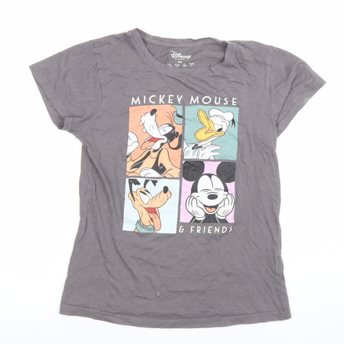 Disney Women’s Grey Mickey Mouse & Friends Cotton T-Shirt 2XS