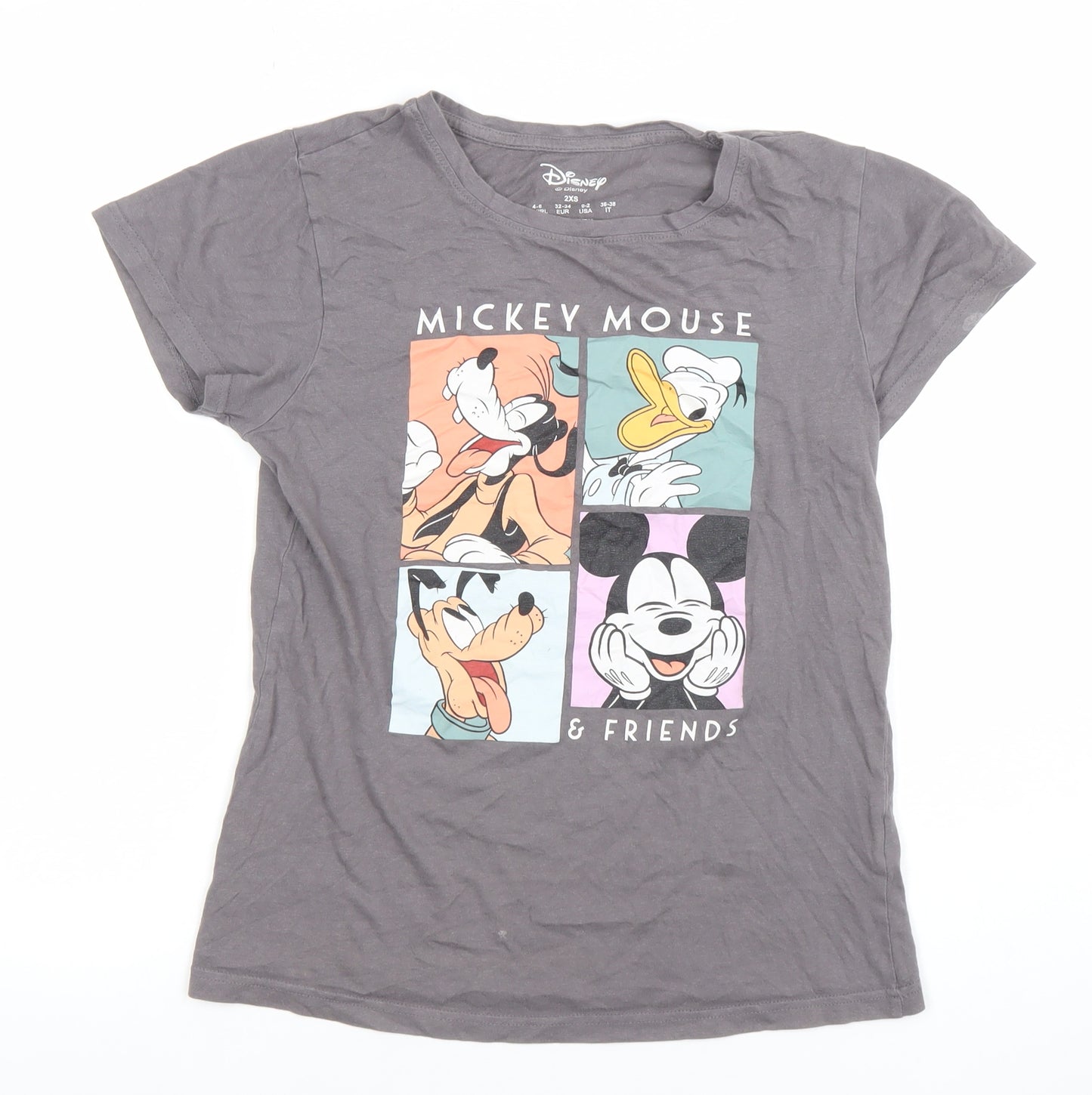 Disney Women’s Grey Mickey Mouse & Friends Cotton T-Shirt 2XS