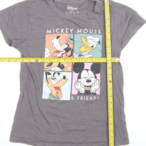 Disney Women’s Grey Mickey Mouse & Friends Cotton T-Shirt 2XS