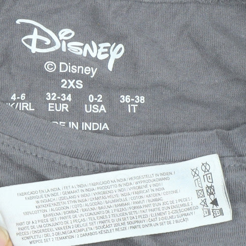 Disney Women’s Grey Mickey Mouse & Friends Cotton T-Shirt 2XS