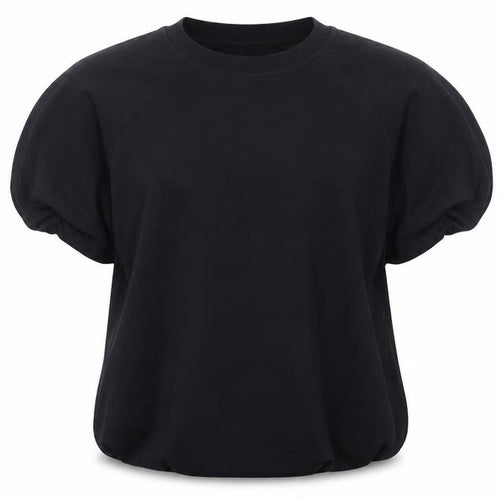 C&A Womens Black Puff Sleeve Crew Neck T-Shirt Size M