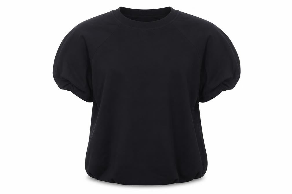 C&A Womens Black Puff Sleeve Crew Neck T-Shirt Size M