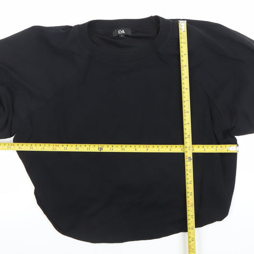 C&A Womens Black Puff Sleeve Crew Neck T-Shirt Size M