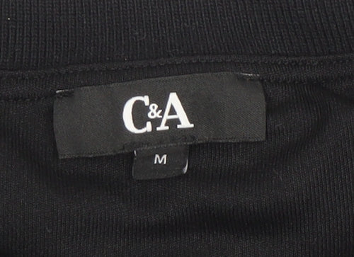C&A Womens Black Puff Sleeve Crew Neck T-Shirt Size M