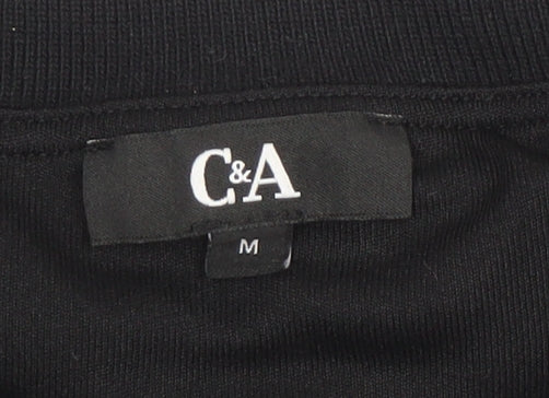 C&A Womens Black Puff Sleeve Crew Neck T-Shirt Size M