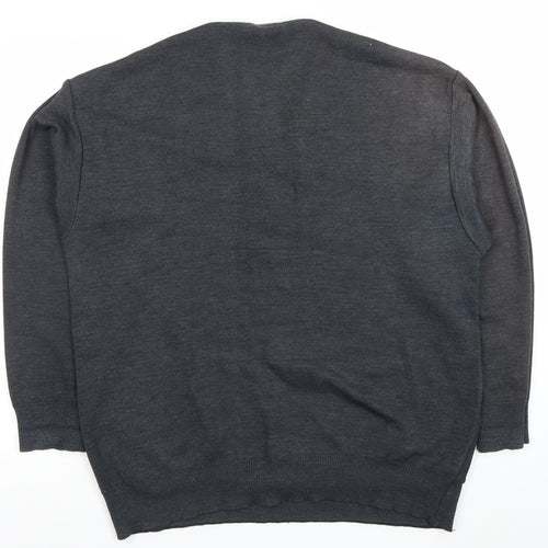 Peter Rath Men’s Grey Striped V-Neck Wool Blend Jumper XL