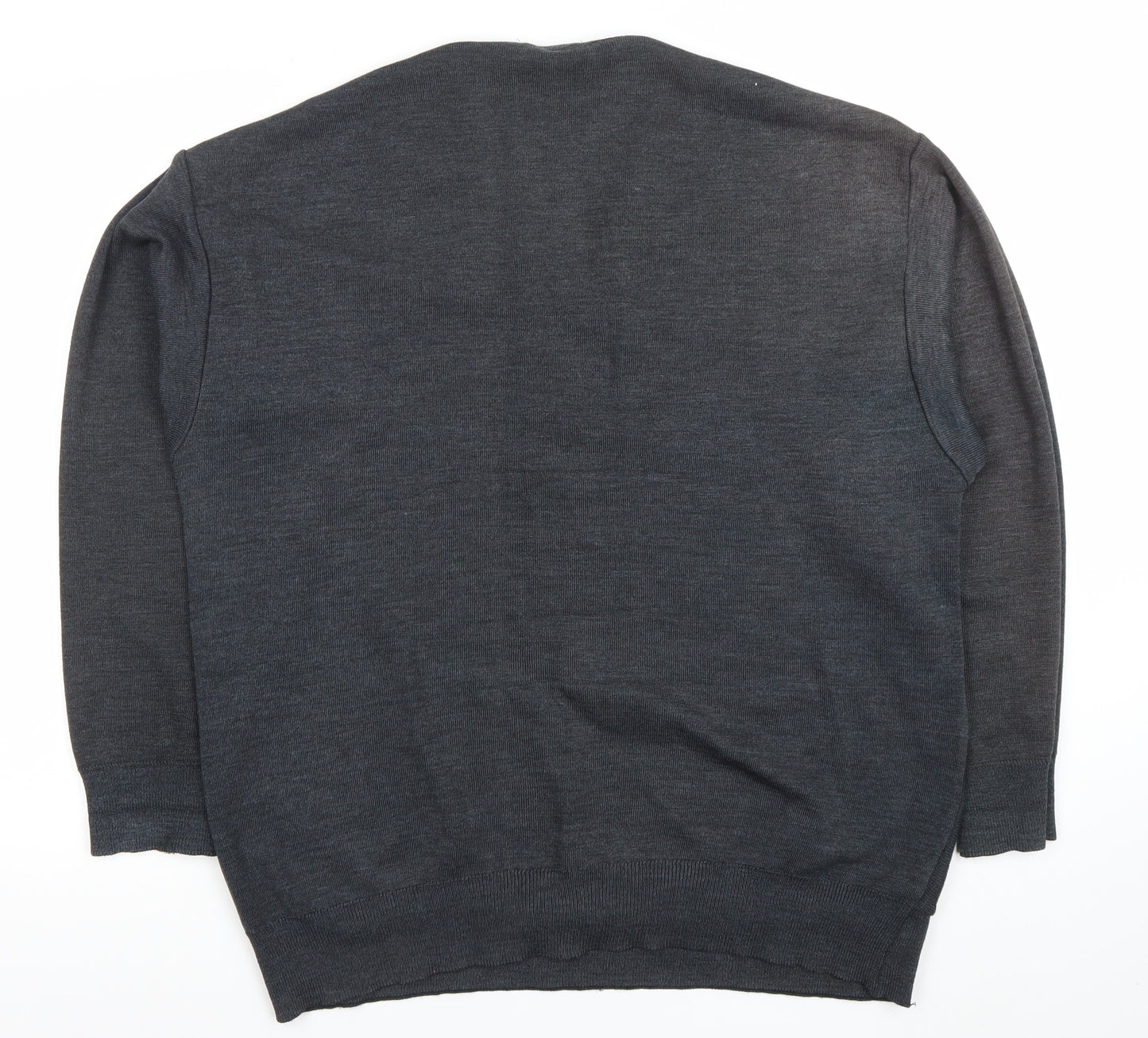 Peter Rath Men’s Grey Striped V-Neck Wool Blend Jumper XL