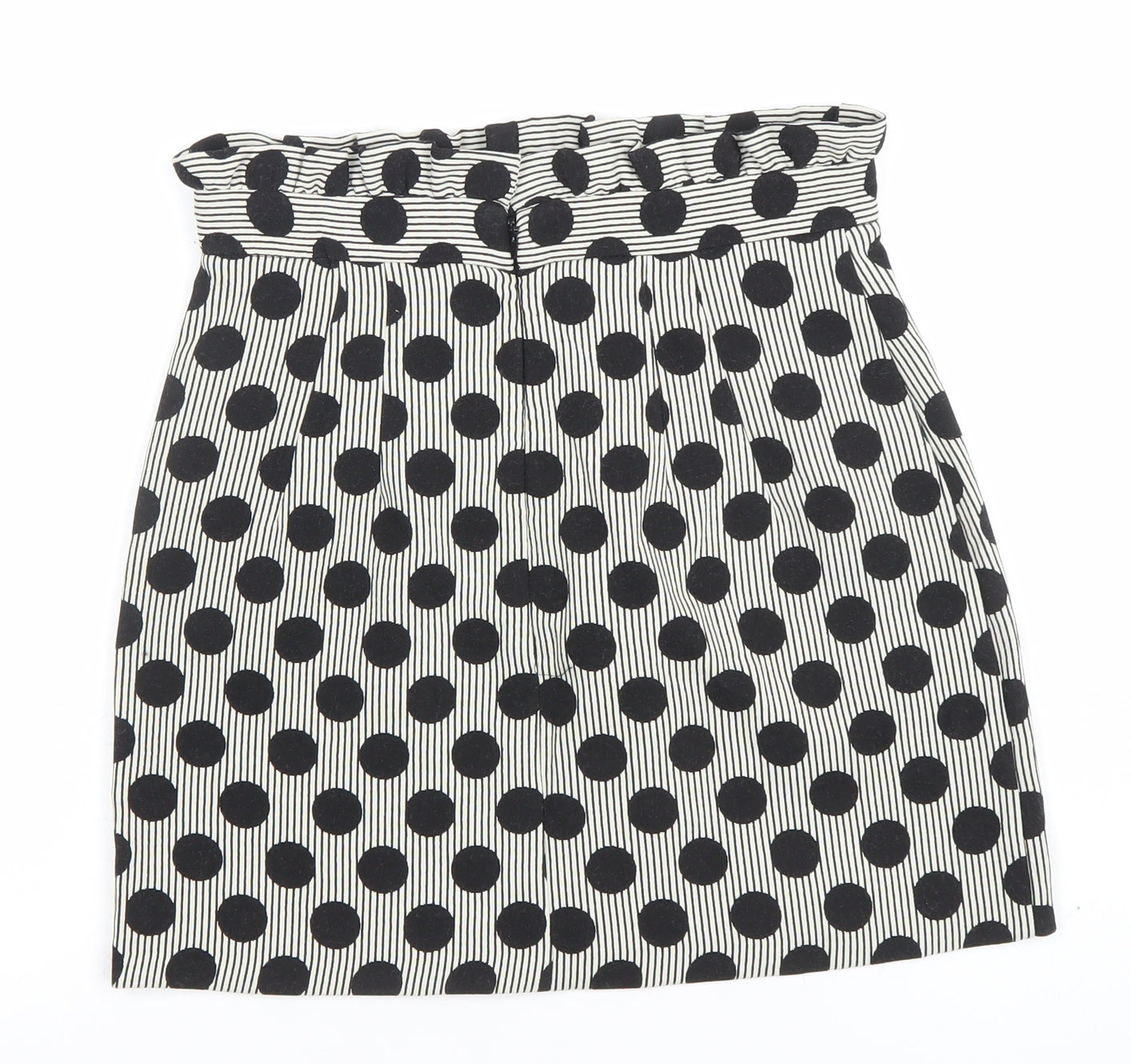 Topshop Womens Black Polka Dot Short Stretch Pencil Skirt Size 8