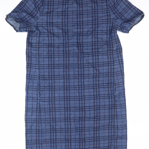 Be Beau Women’s Blue Check Cotton Shirt Dress Size 14