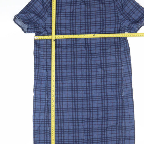 Be Beau Women’s Blue Check Cotton Shirt Dress Size 14