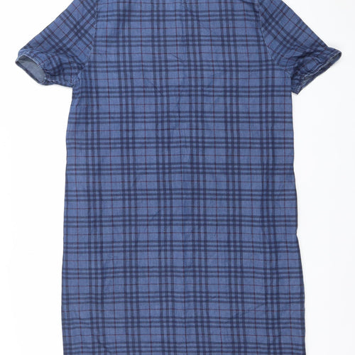 Be Beau Women’s Blue Check Cotton Shirt Dress Size 14