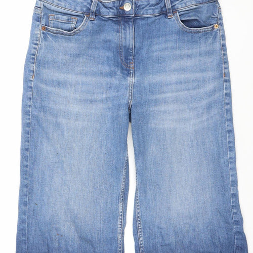 Next Women Blue Denim Bermuda Shorts Size 14T Cotton Blend Casual