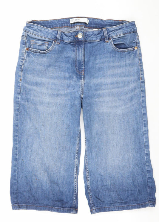 Next Women Blue Denim Bermuda Shorts Size 14T Cotton Blend Casual