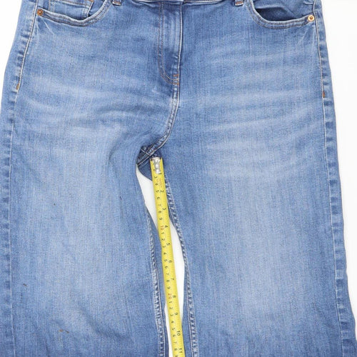 Next Women Blue Denim Bermuda Shorts Size 14T Cotton Blend Casual