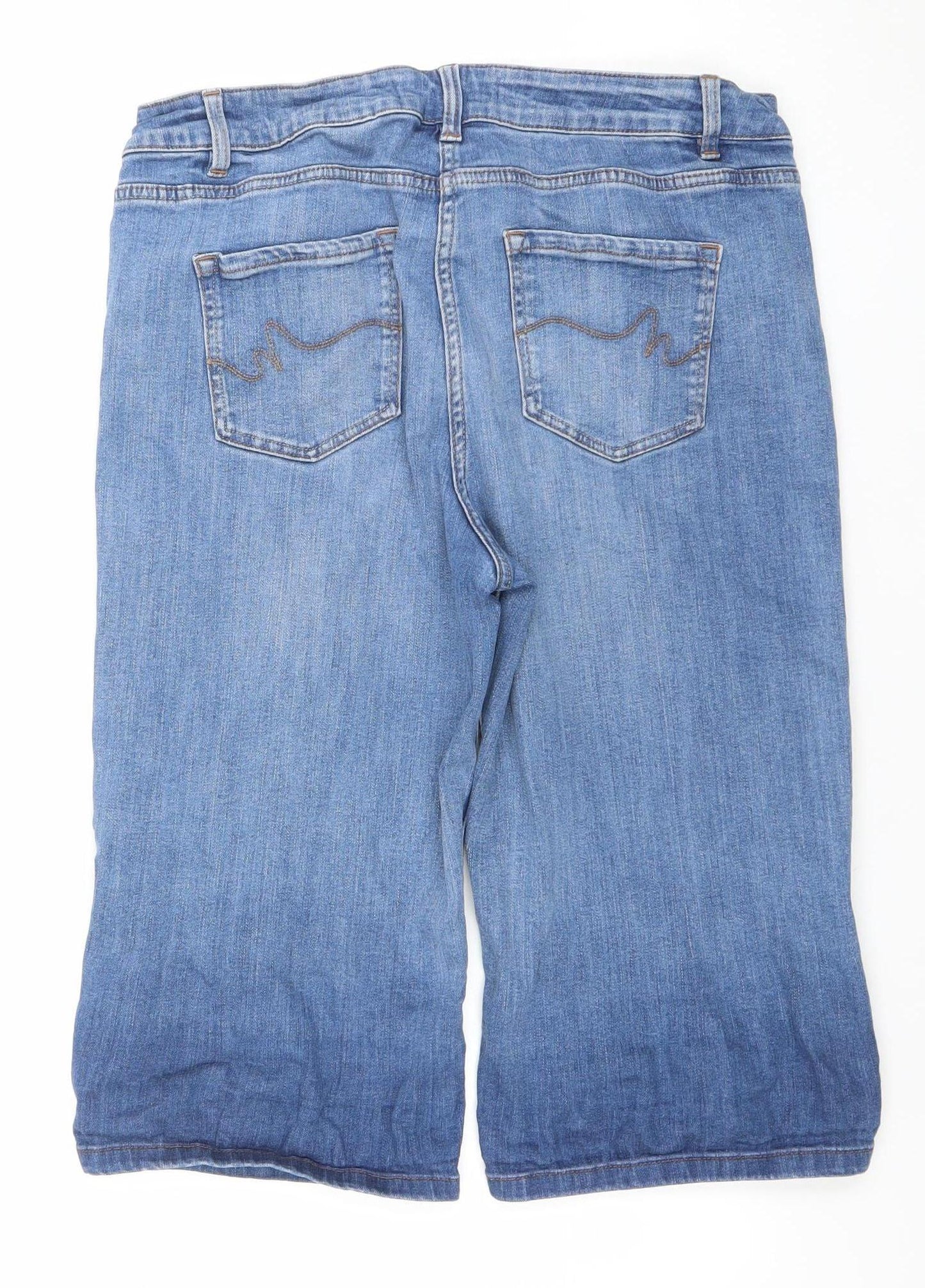 Next Women Blue Denim Bermuda Shorts Size 14T Cotton Blend Casual