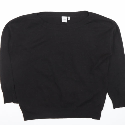 ICHI Womens Black L Crew Neck Knit Pullover Jumper