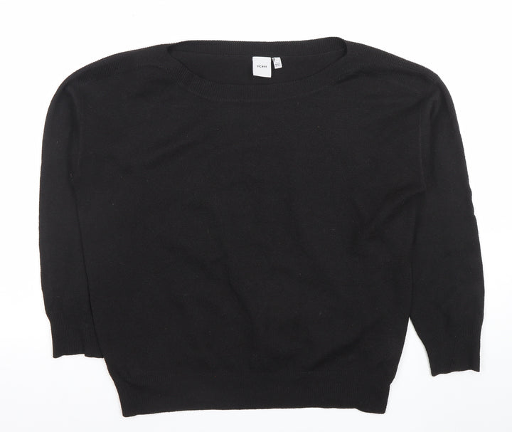 ICHI Womens Black L Crew Neck Knit Pullover Jumper