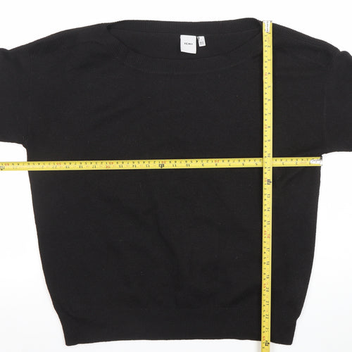 ICHI Womens Black L Crew Neck Knit Pullover Jumper