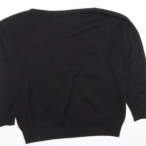 ICHI Womens Black L Crew Neck Knit Pullover Jumper