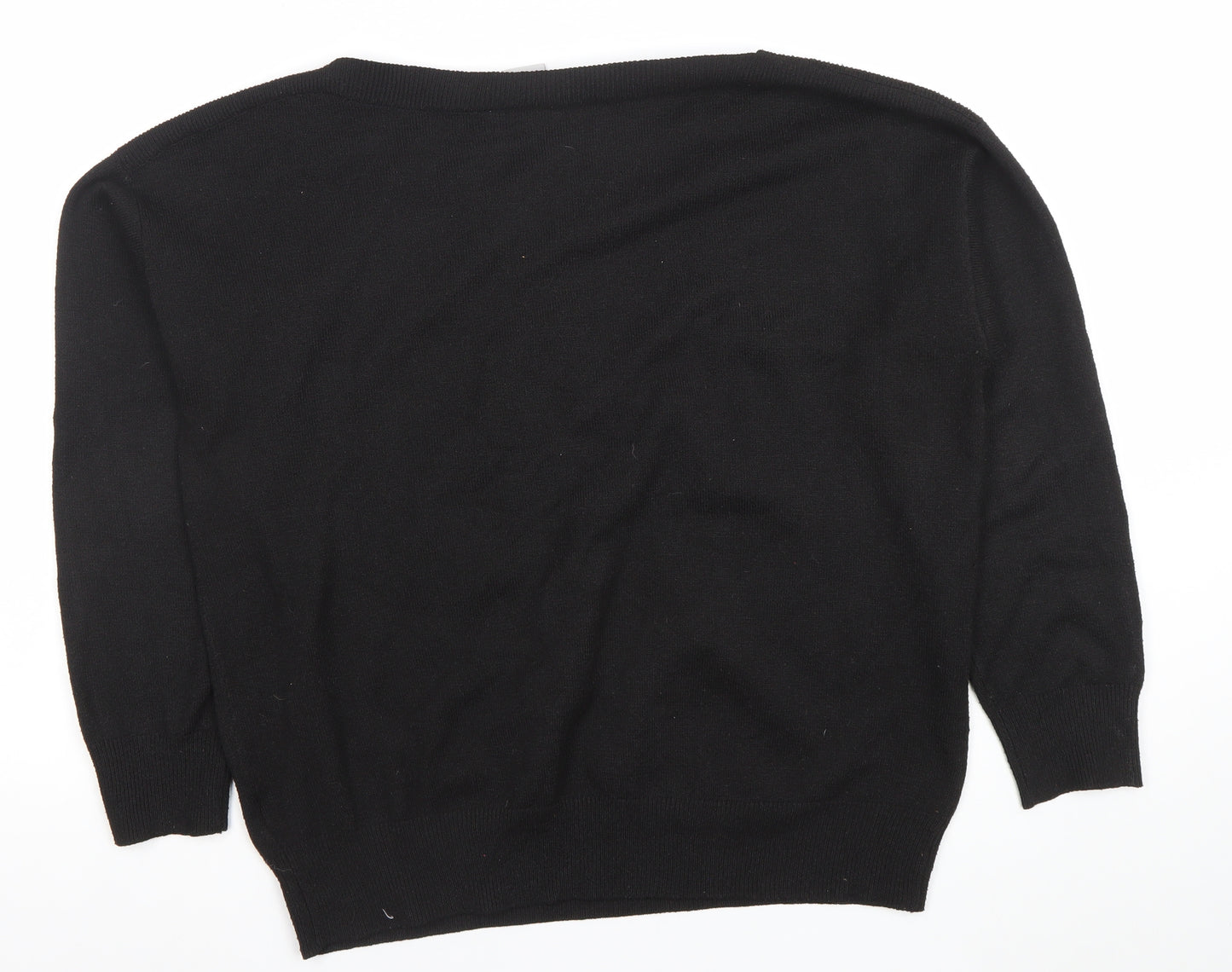ICHI Womens Black L Crew Neck Knit Pullover Jumper