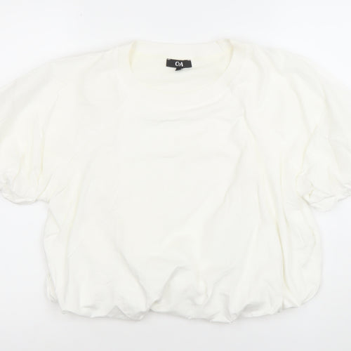 C&A Women’s White Cropped Jersey T-Shirt Short Sleeve M
