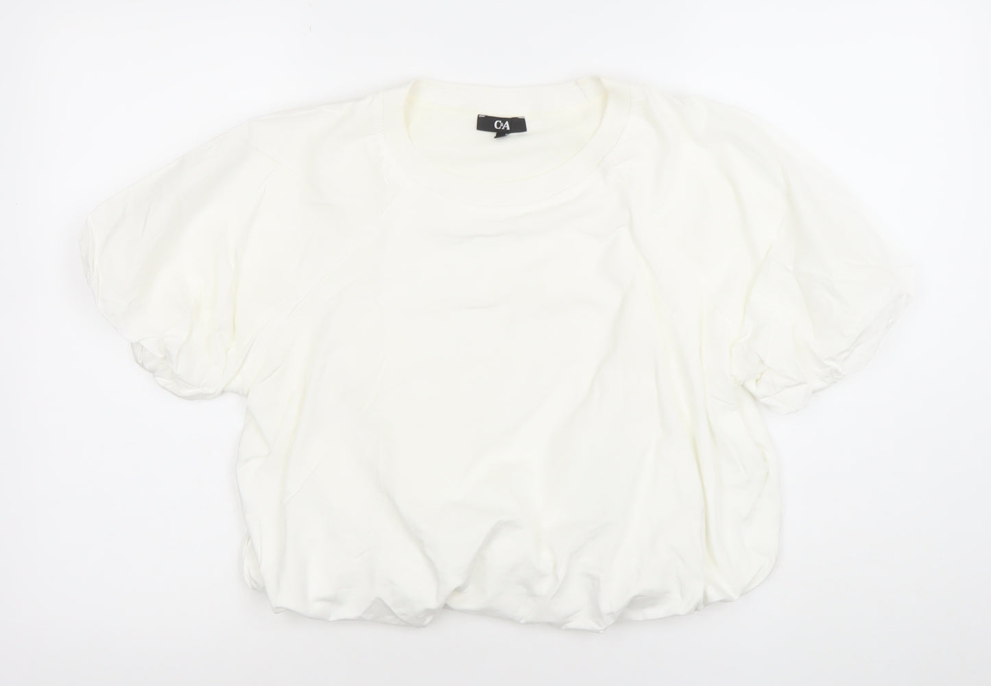 C&A Women’s White Cropped Jersey T-Shirt Short Sleeve M