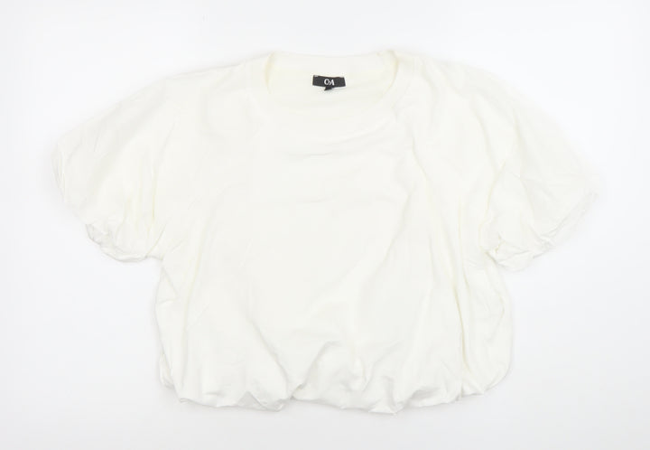 C&A Women’s White Cropped Jersey T-Shirt Short Sleeve M