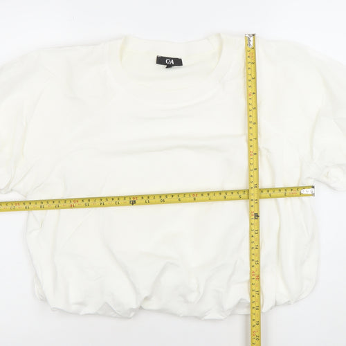 C&A Women’s White Cropped Jersey T-Shirt Short Sleeve M