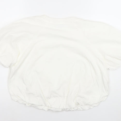 C&A Women’s White Cropped Jersey T-Shirt Short Sleeve M