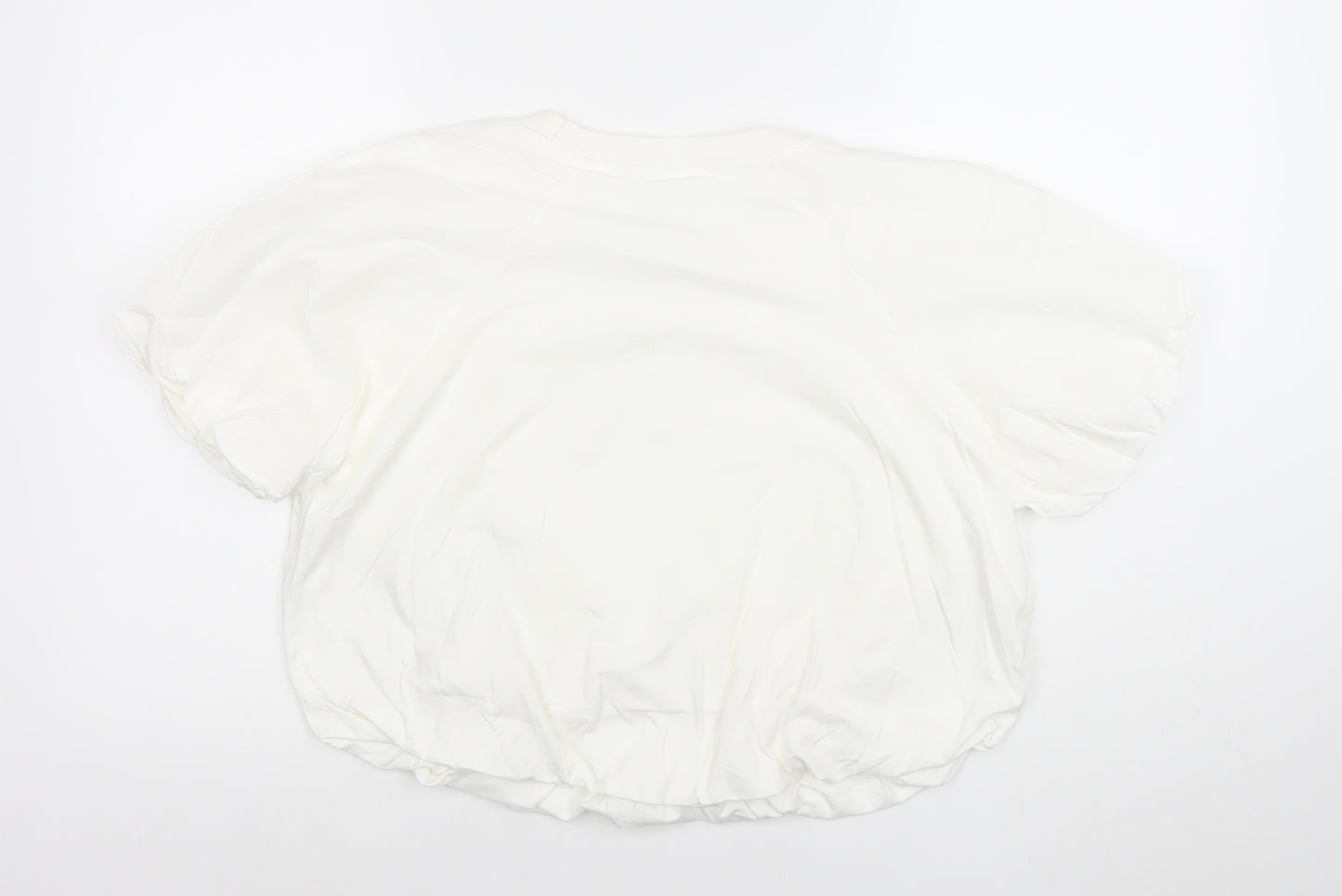 C&A Women’s White Cropped Jersey T-Shirt Short Sleeve M
