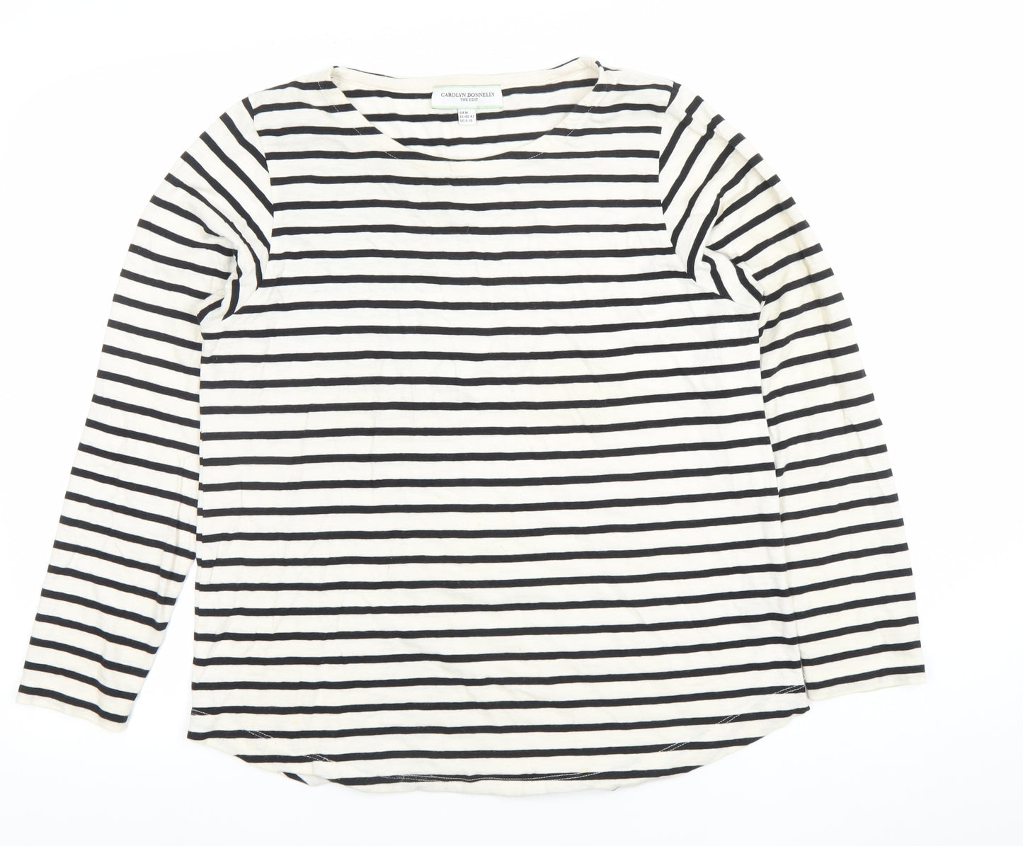 Carolyn Donnelly Women’s Black White Stripe Long Sleeve Cotton Modal Top M