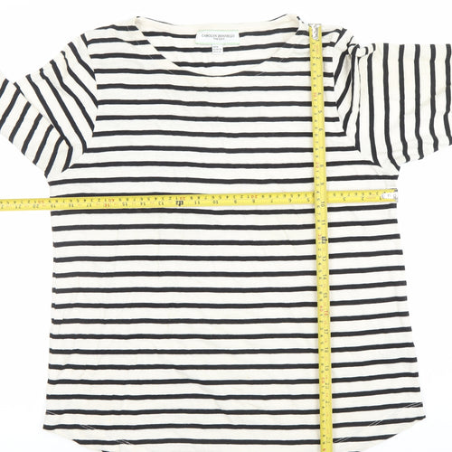 Carolyn Donnelly Women’s Black White Stripe Long Sleeve Cotton Modal Top M