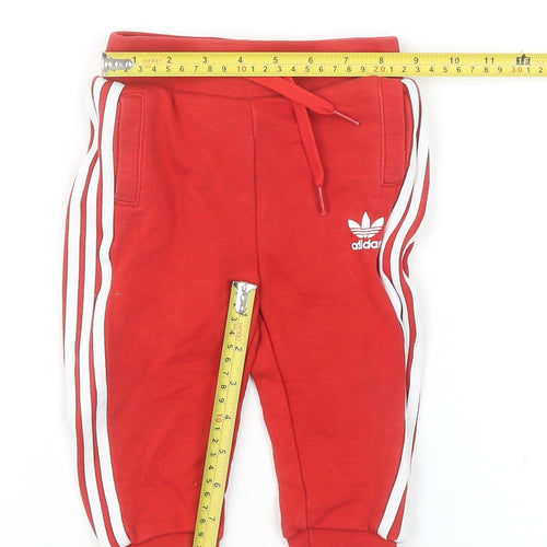 Adidas Unisex Baby Red Jogger Trousers 12-18 Months Cotton Blend