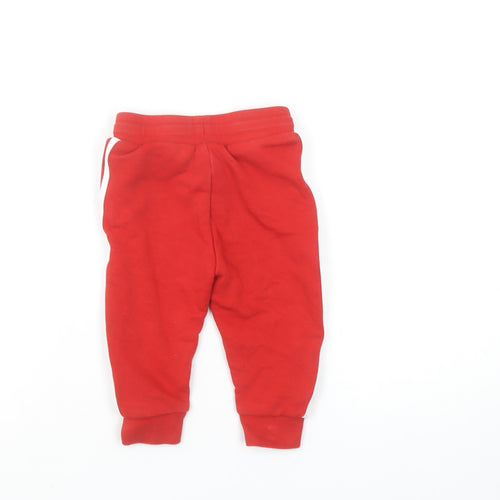 Adidas Unisex Baby Red Jogger Trousers 12-18 Months Cotton Blend