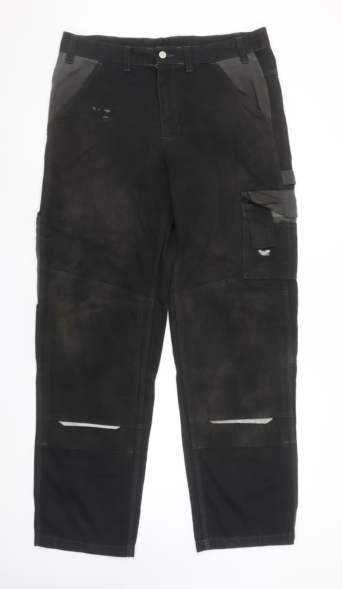 Fristads Kansas Men's Black Cargo Work Trousers Size 36 Tall Polyester Cotton