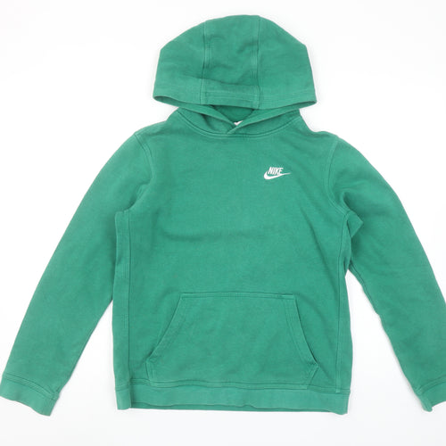 Nike Boys Green Pullover Hoodie XL 158-170cm Cotton Blend Kangaroo Pocket