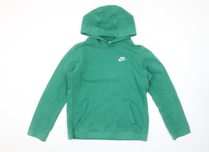 Nike Boys Green Pullover Hoodie XL 158-170cm Cotton Blend Kangaroo Pocket