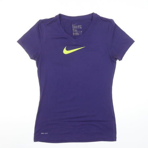 Nike Women's Purple Dri-FIT Slim Fit V-Neck Active T-Shirt Size S