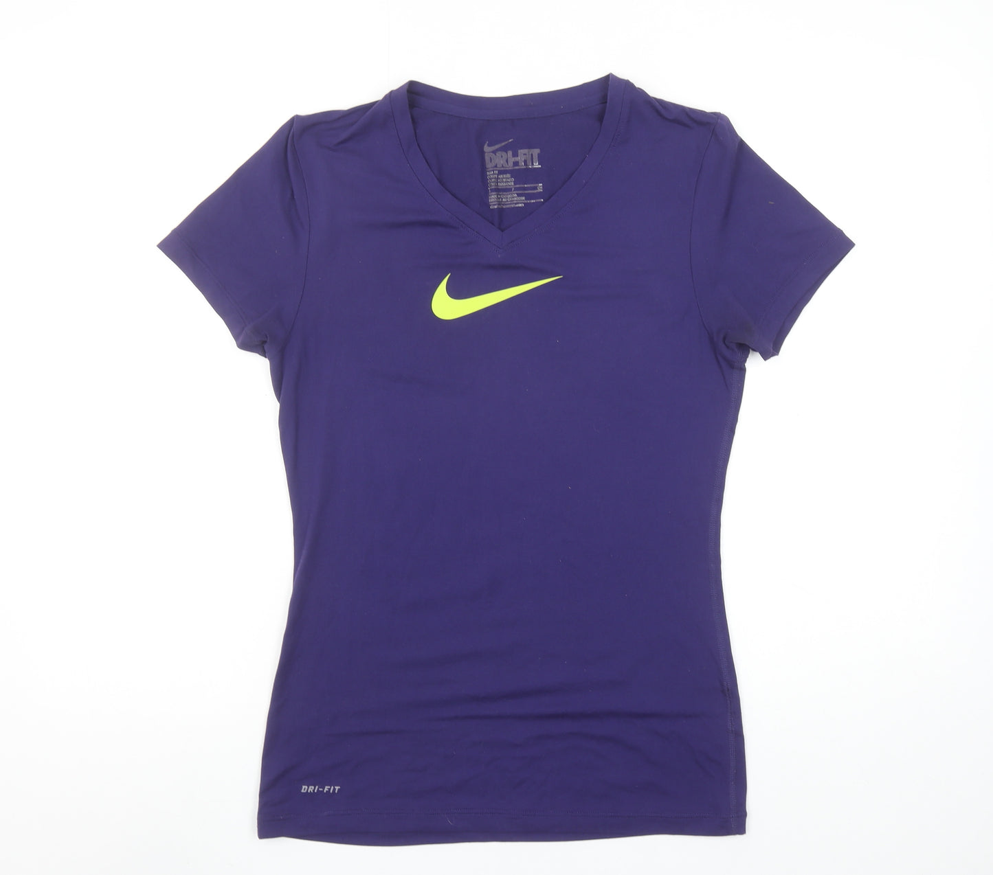 Nike Women's Purple Dri-FIT Slim Fit V-Neck Active T-Shirt Size S