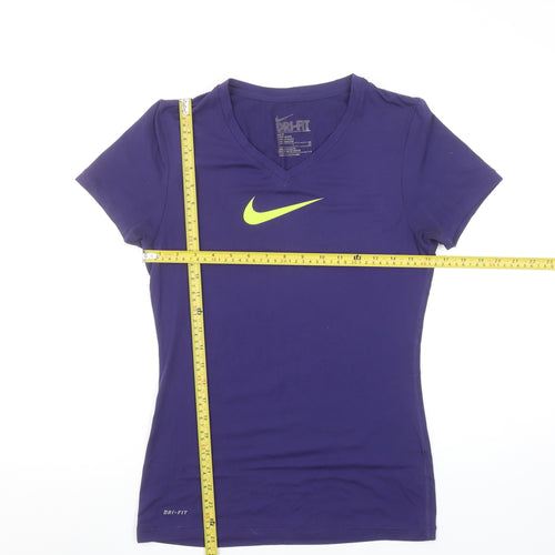 Nike Women's Purple Dri-FIT Slim Fit V-Neck Active T-Shirt Size S
