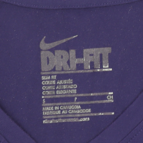 Nike Women's Purple Dri-FIT Slim Fit V-Neck Active T-Shirt Size S