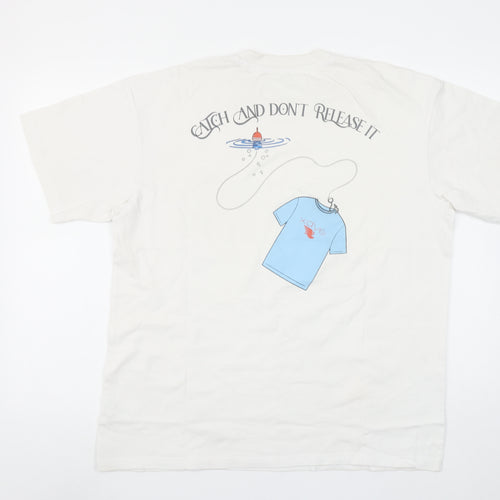 Pull&Bear XDYE White Graphic Print Men's M T-Shirt
