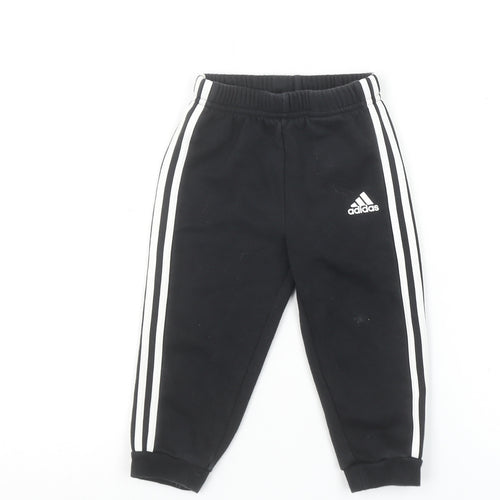 Adidas Unisex Baby Black Track Pants 12-18 Months Elastic Waist Activewear
