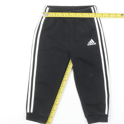 Adidas Unisex Baby Black Track Pants 12-18 Months Elastic Waist Activewear