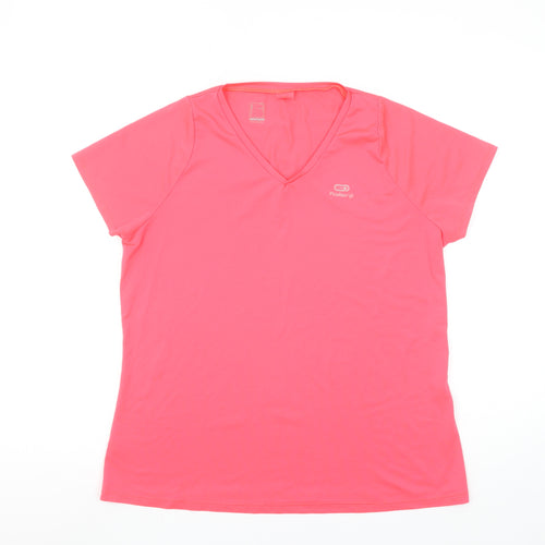 Kalenji Women’s Pink V-Neck Running T-Shirt Size 16 Lightweight Quick Dry